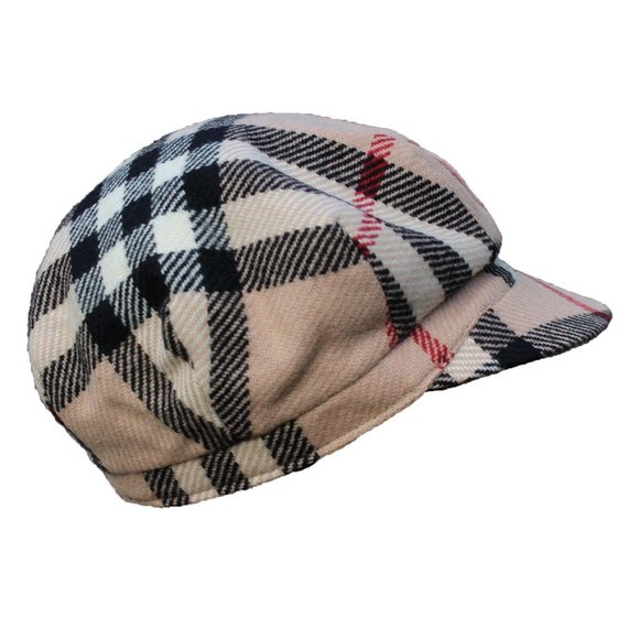 Burberry Nova Check Wool Cashmere Newsboy Hat M